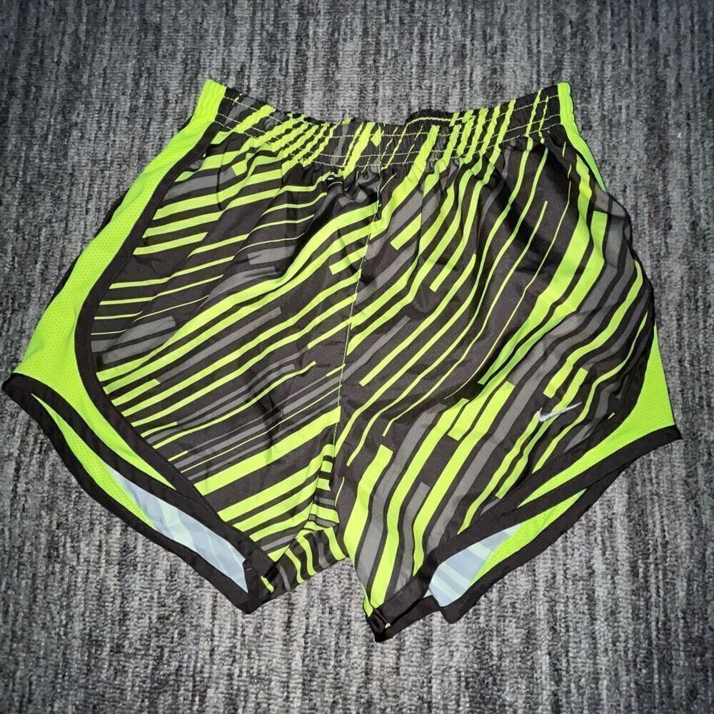 Nike Women’s Sz Sm Reflective No Drawstring Athletic Running Shorts Green Gray